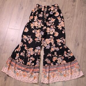 0291-Angie Boho Floral Wide Leg Pants – Size L